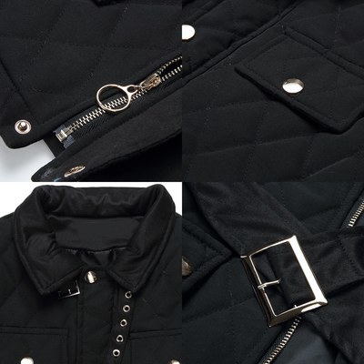 Winter Jacket for Women black padded thick slim coat