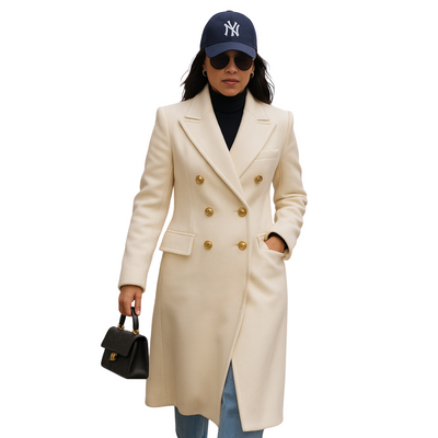 Winter Jacket Long Metal buckle tweed