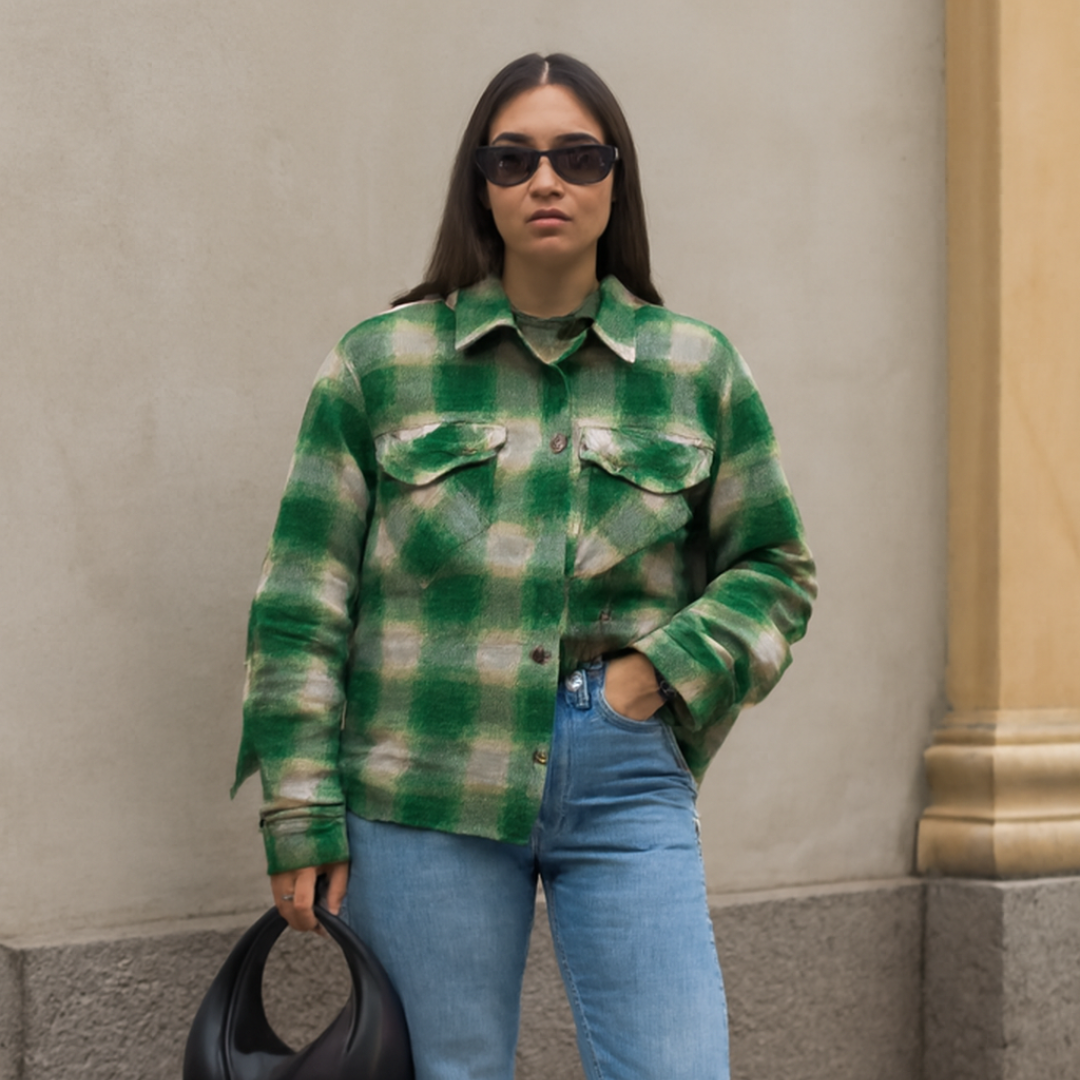 Short Winter Jacket chess Womens Auntumn