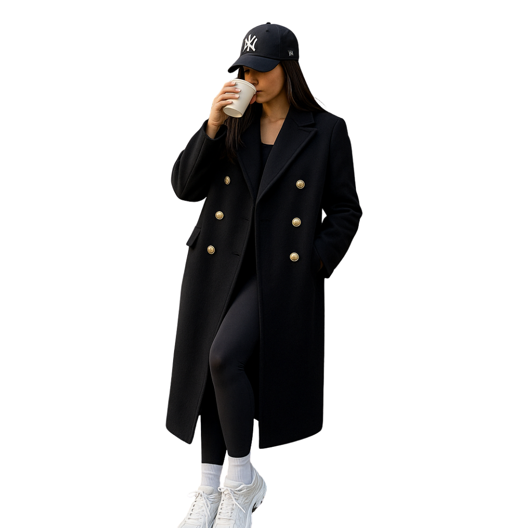 Winter Jacket Long Metal buckle tweed