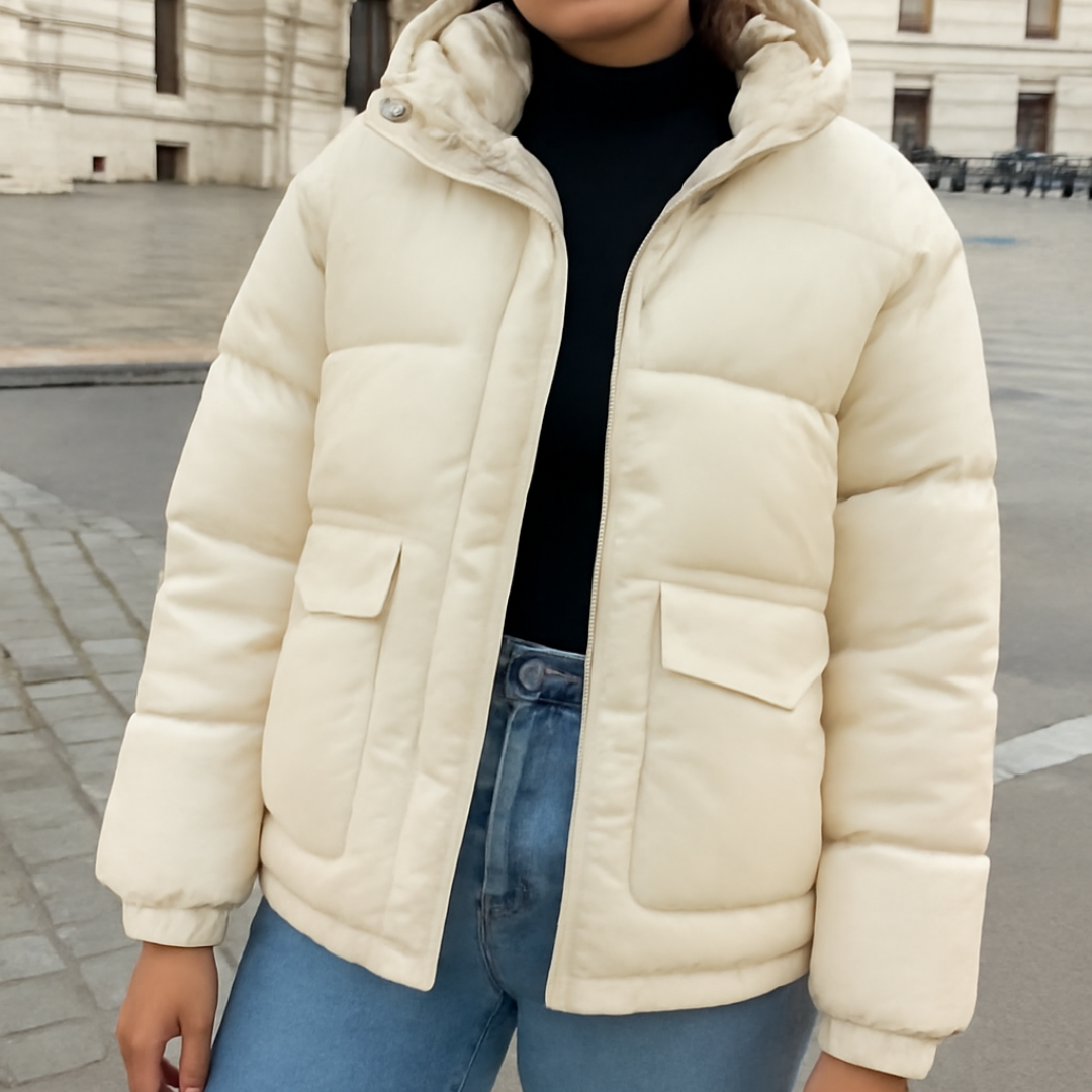 Short Fashion Winter Jacket White Goose Down Hooded Down Warm