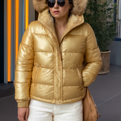 Short Winter Jacket Hooded Slim Cotton Bright