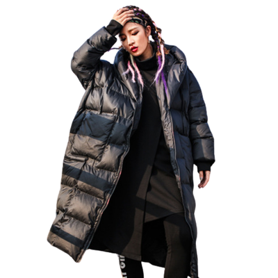 Winter Jacket Plus Size Loose Tooling Long Hodded Cotton-Padded
