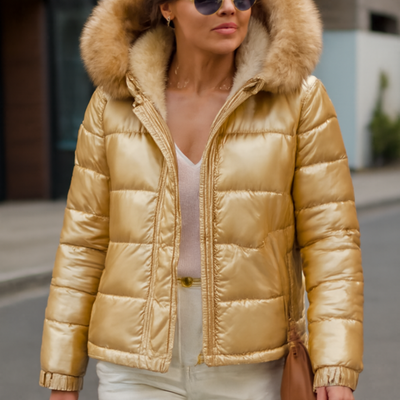 Short Winter Jacket Hooded Slim Cotton Bright