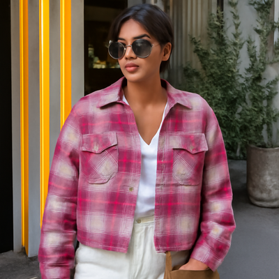 Short Winter Jacket chess Womens Auntumn