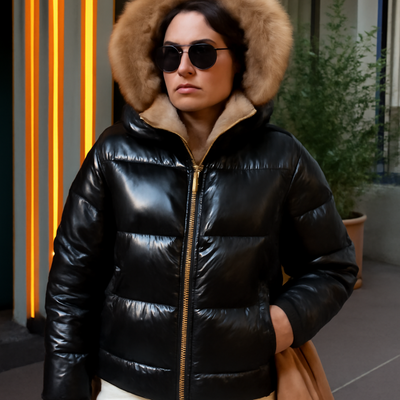 Short Winter Jacket Hooded Slim Cotton Bright