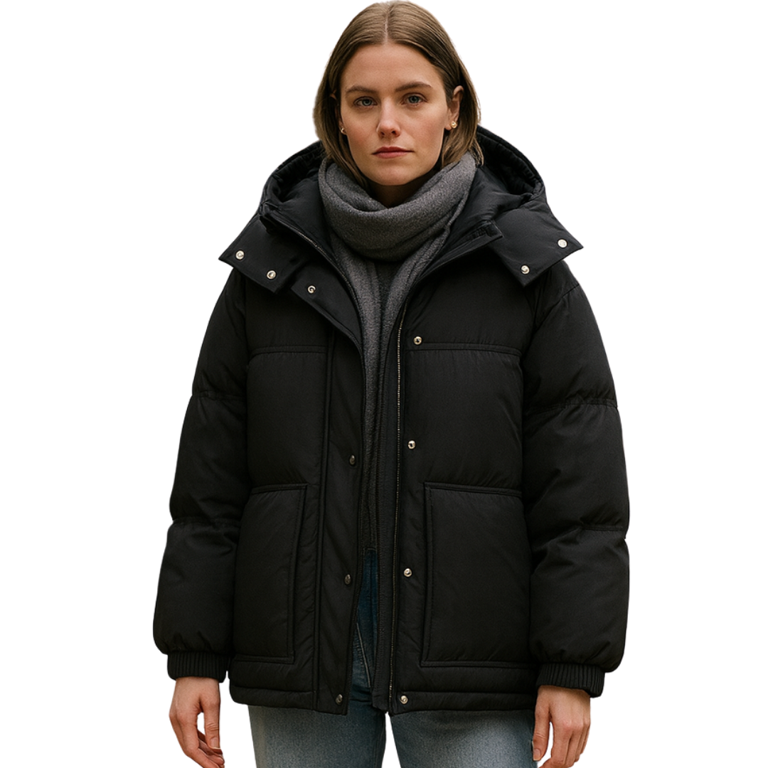 Short Down Winter Jacket Female With Hearts