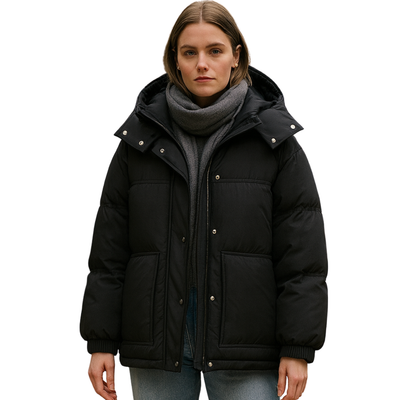 Short Down Winter Jacket Female With Hearts