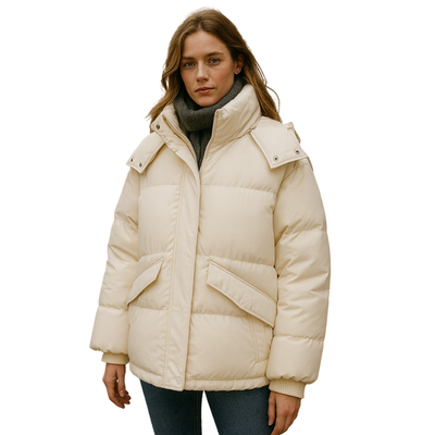 Short Down Winter Jacket Female With Hearts