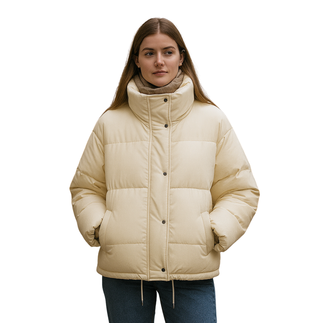 Short Winter Jacket Auturmn Cream Color Pinghu Down