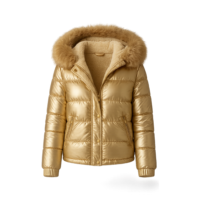 Short Winter Jacket Hooded Slim Cotton Bright