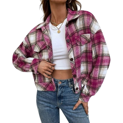 Short Winter Jacket chess Womens Auntumn