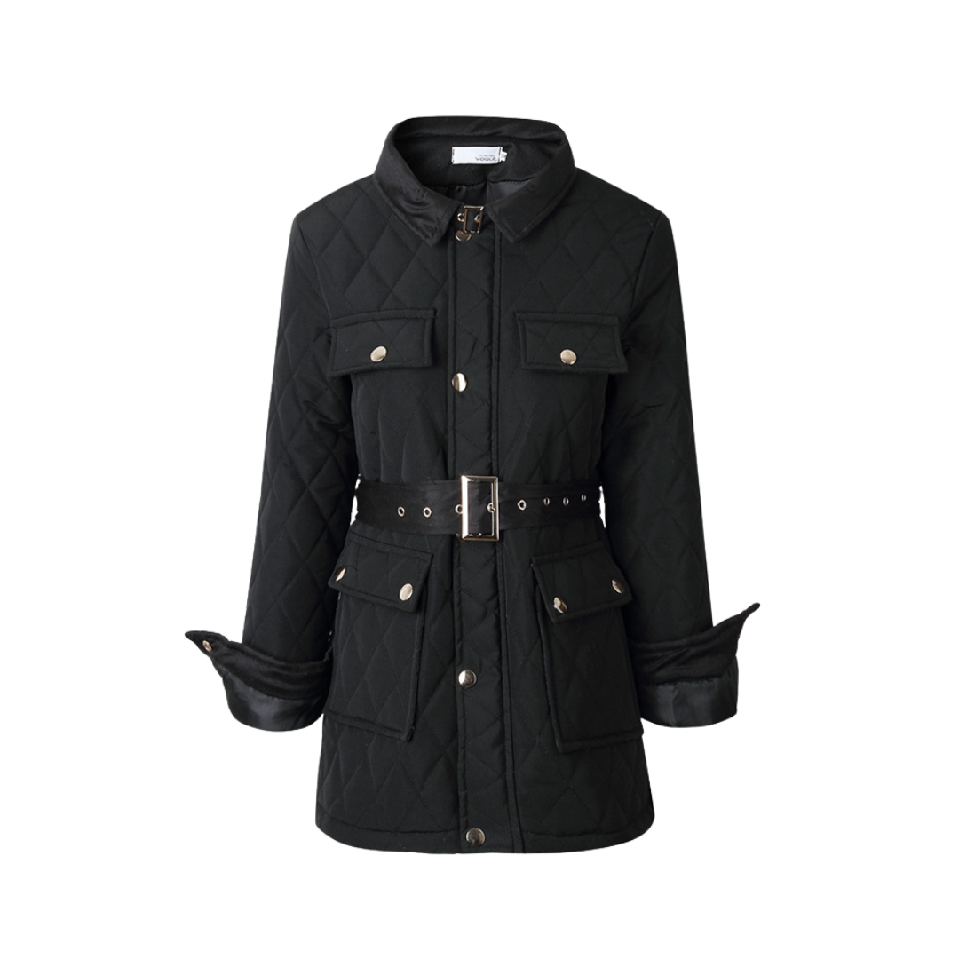 Winter Jacket for Women black padded thick slim coat