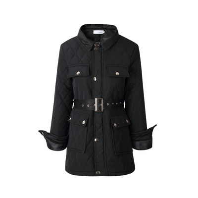 Winter Jacket for Women black padded thick slim coat