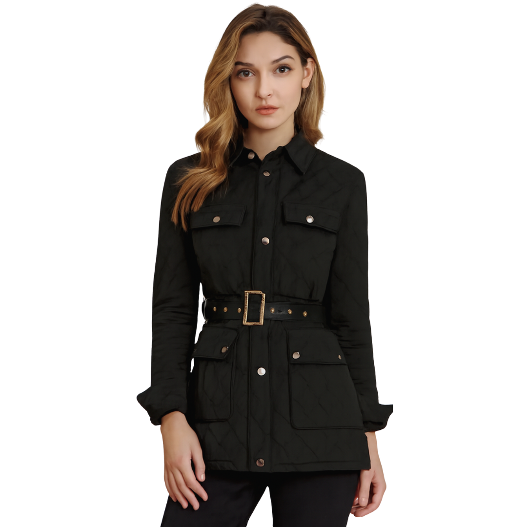 Winter Jacket for Women black padded thick slim coat