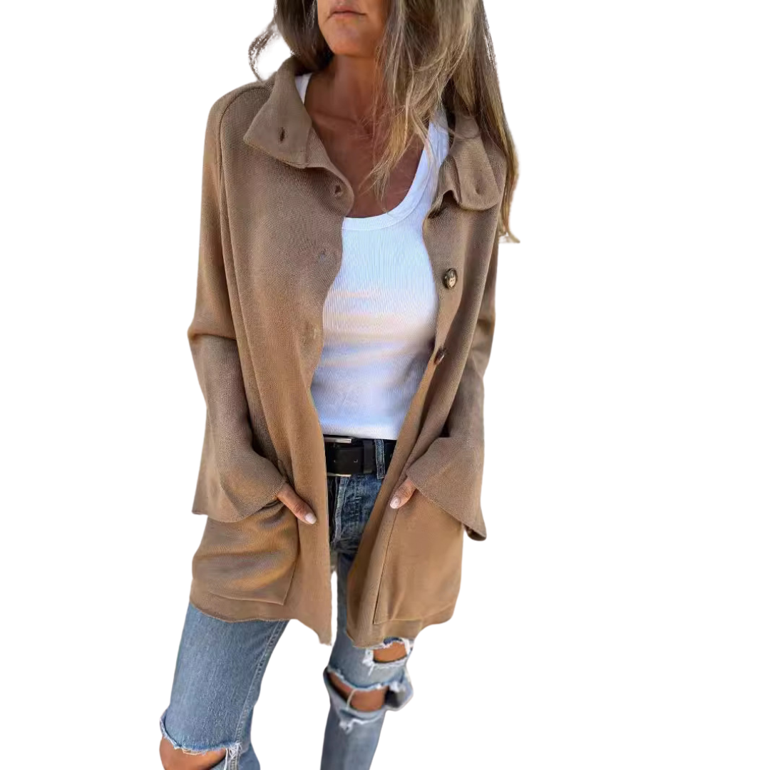 Winter Jacket Long Women Lapel sleeve cardigan