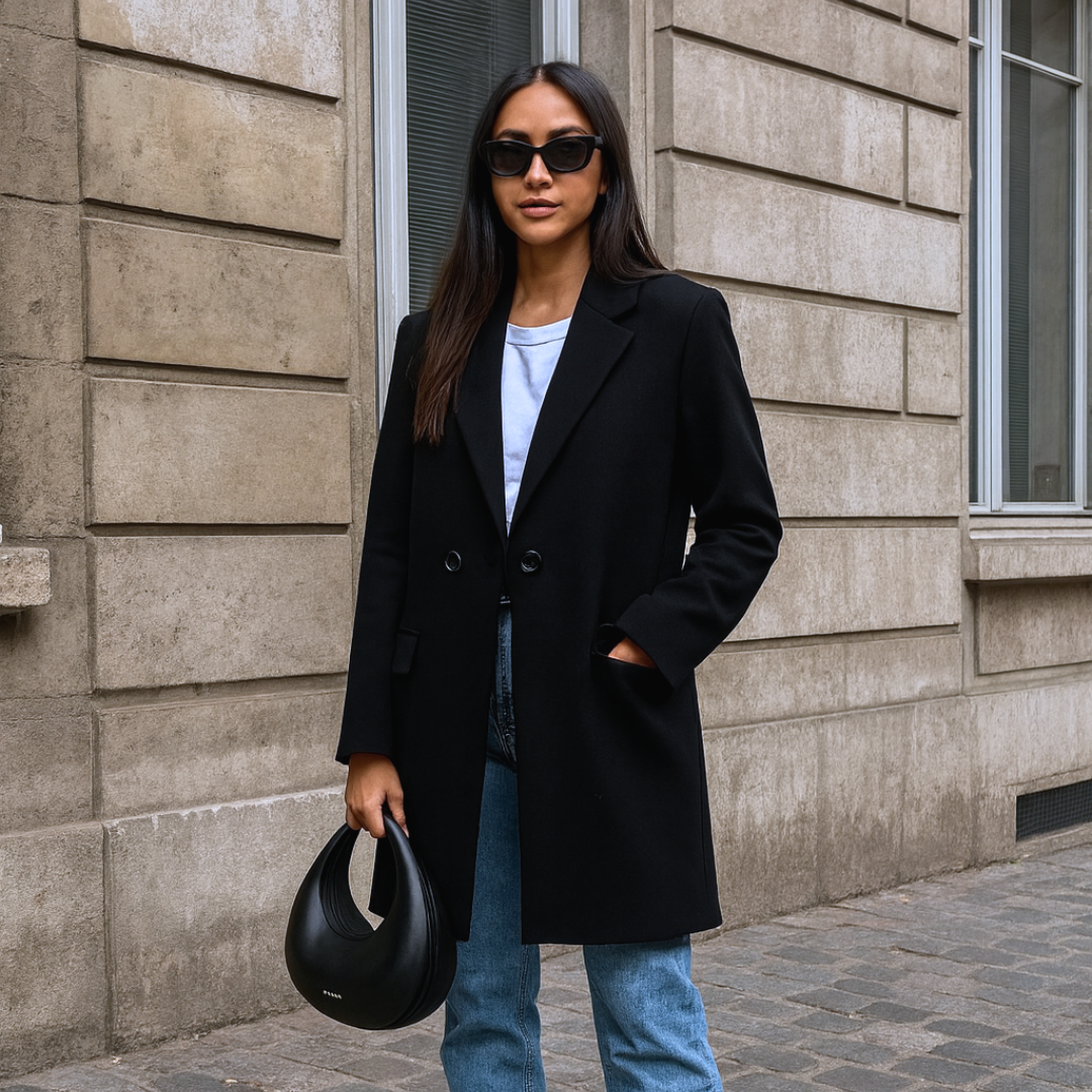 Winter Jacket black double Breasted coat