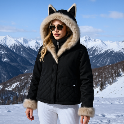 Winter Jacket Autumn and thickening black clip cotton Warm