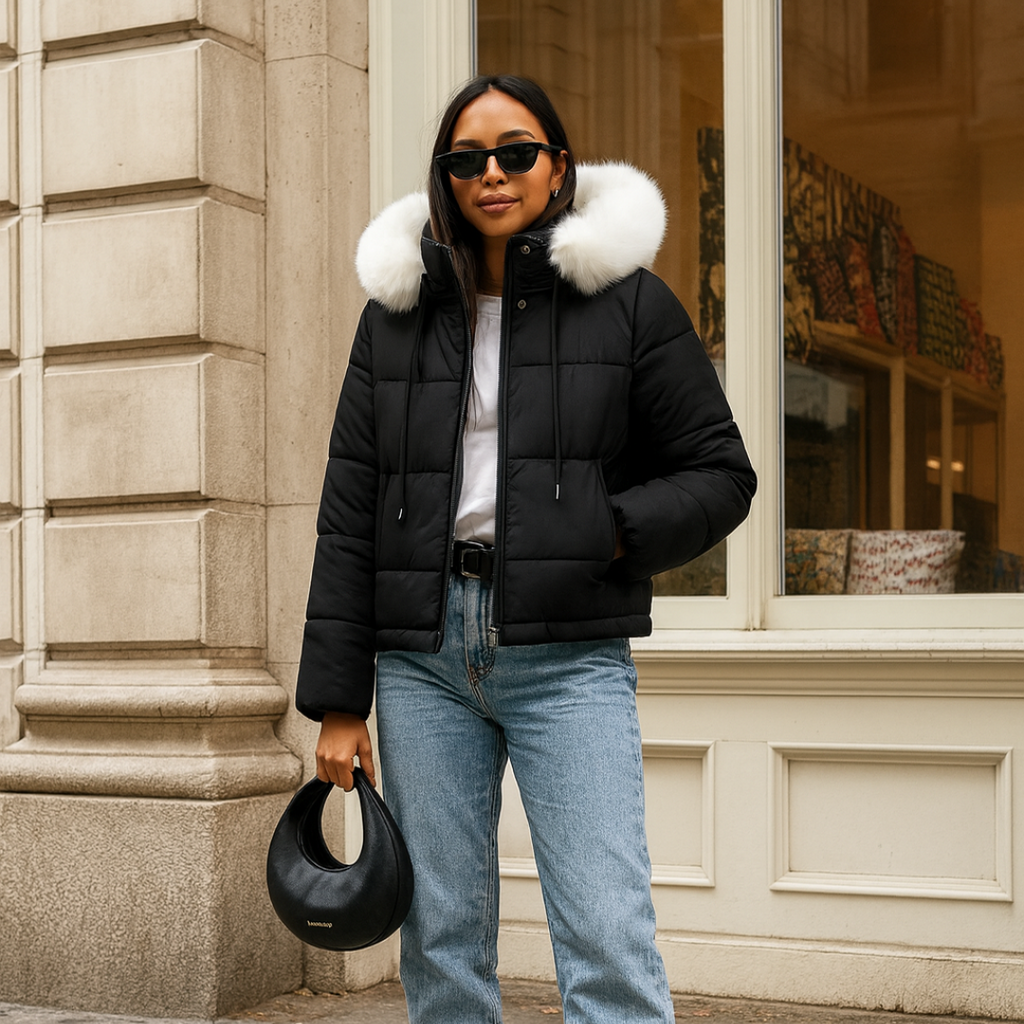 Winter jacket for women hooded chic mint green puffer