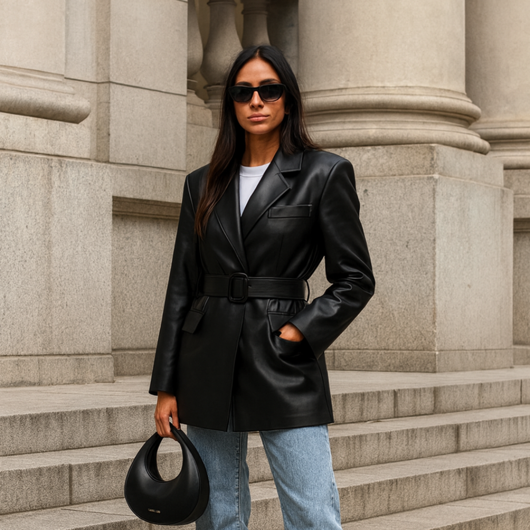 Winter Jacket for women Black Drees French style Leather