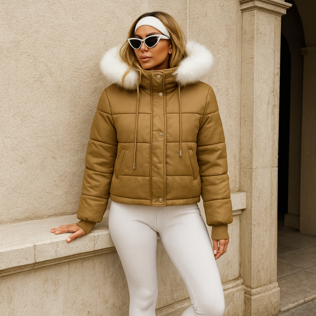 Winter jacket for women hooded chic mint green puffer