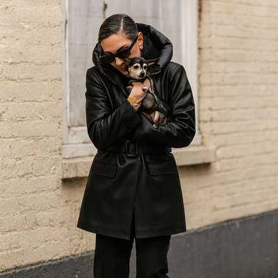 Winter Jacket for women Black Drees French style Leather