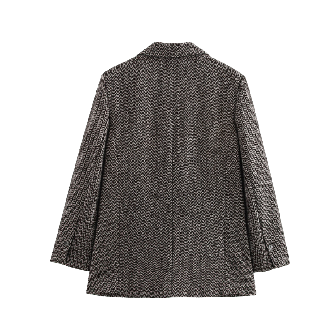 Wool Winter Jacket Commute Mnimalist Versatile Herringbone Pattern Wool-containing