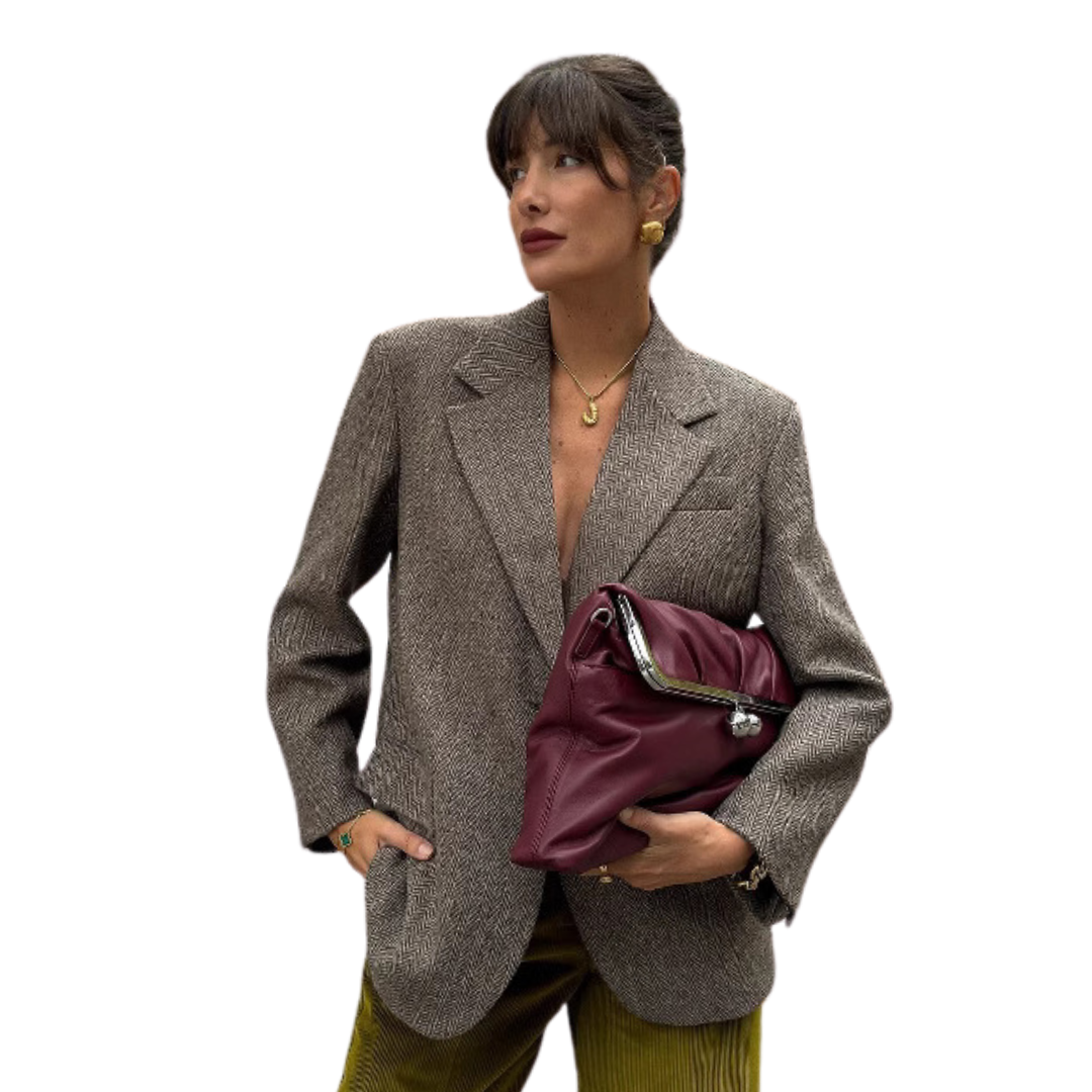 Wool Winter Jacket Commute Mnimalist Versatile Herringbone Pattern Wool-containing