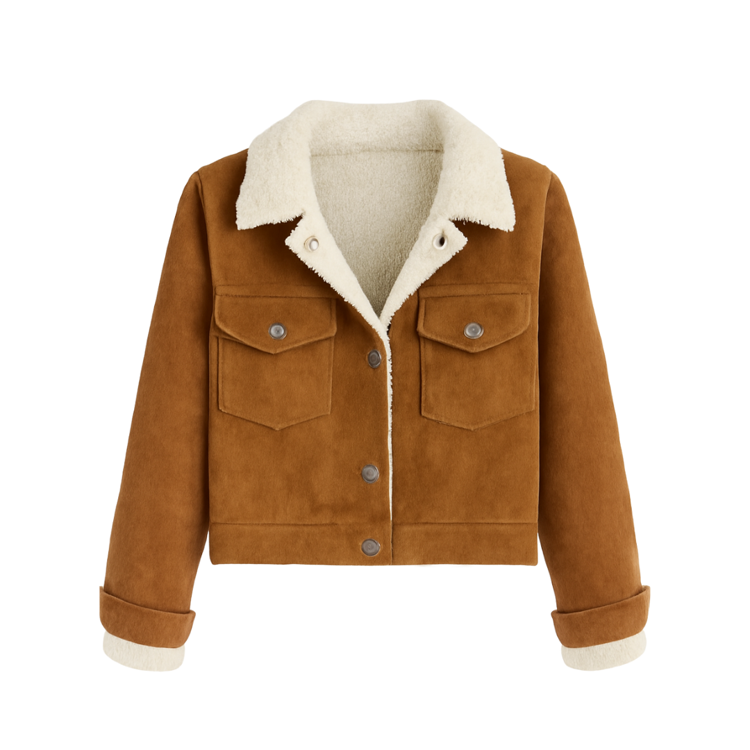 Wool Winter Jacket Ladies Collar Lamb Corduroy Stiiching