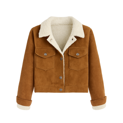 Wool Winter Jacket Ladies Collar Lamb Corduroy Stiiching