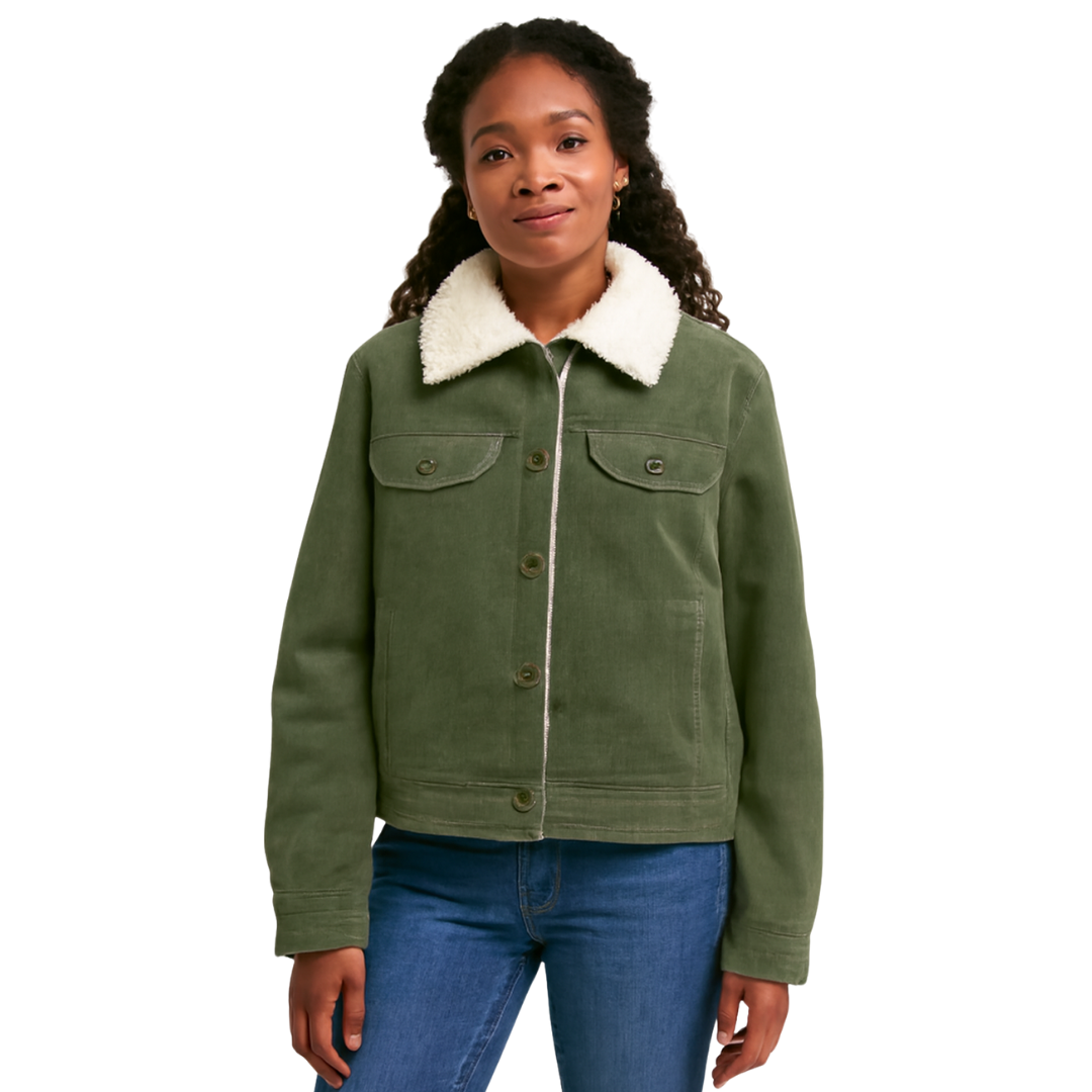 Wool Winter Jacket Ladies Collar Lamb Corduroy Stiiching