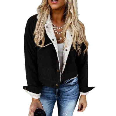 Wool Winter Jacket Ladies Collar Lamb Corduroy Stiiching