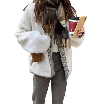 Wool Winter Jacket Lamb on Both sides short Thick Warm Cotton