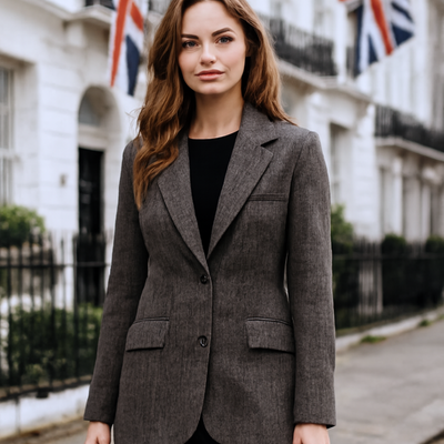 Wool Winter Jacket Commute Mnimalist Versatile Herringbone Pattern Wool-containing