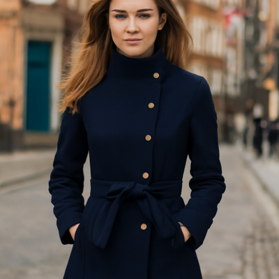 Wool Winter Jacket Lapel Trench Overcoat Outwear