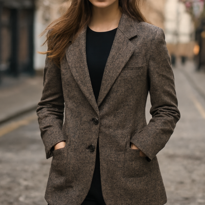 Wool Winter Jacket Commute Mnimalist Versatile Herringbone Pattern Wool-containing