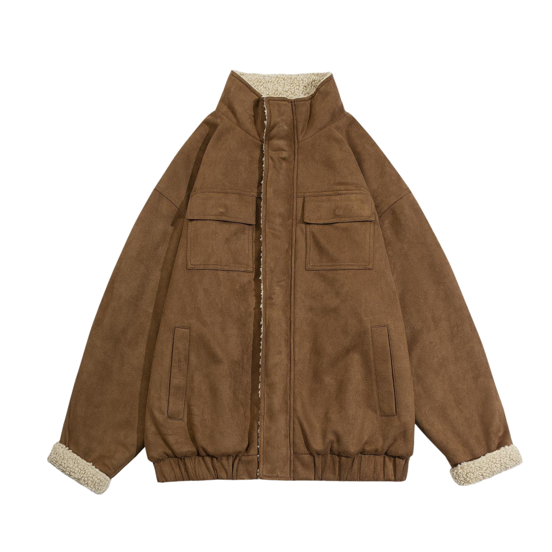 Wool Winter Jacket Suede Lamb Cotton-padded