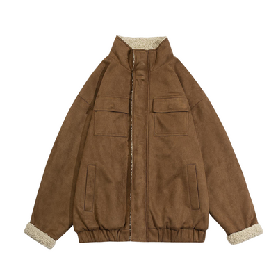 Wool Winter Jacket Suede Lamb Cotton-padded