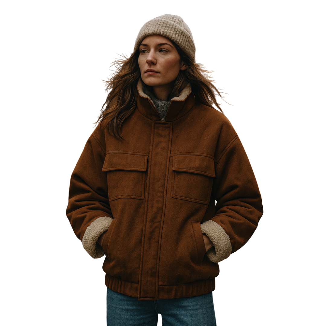 Wool Winter Jacket Suede Lamb Cotton-padded