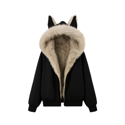 Winter Jacket Autumn and thickening black clip cotton Warm