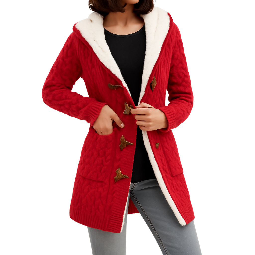 Winter Jacket Long With Hood and fleece sweater long sleeves